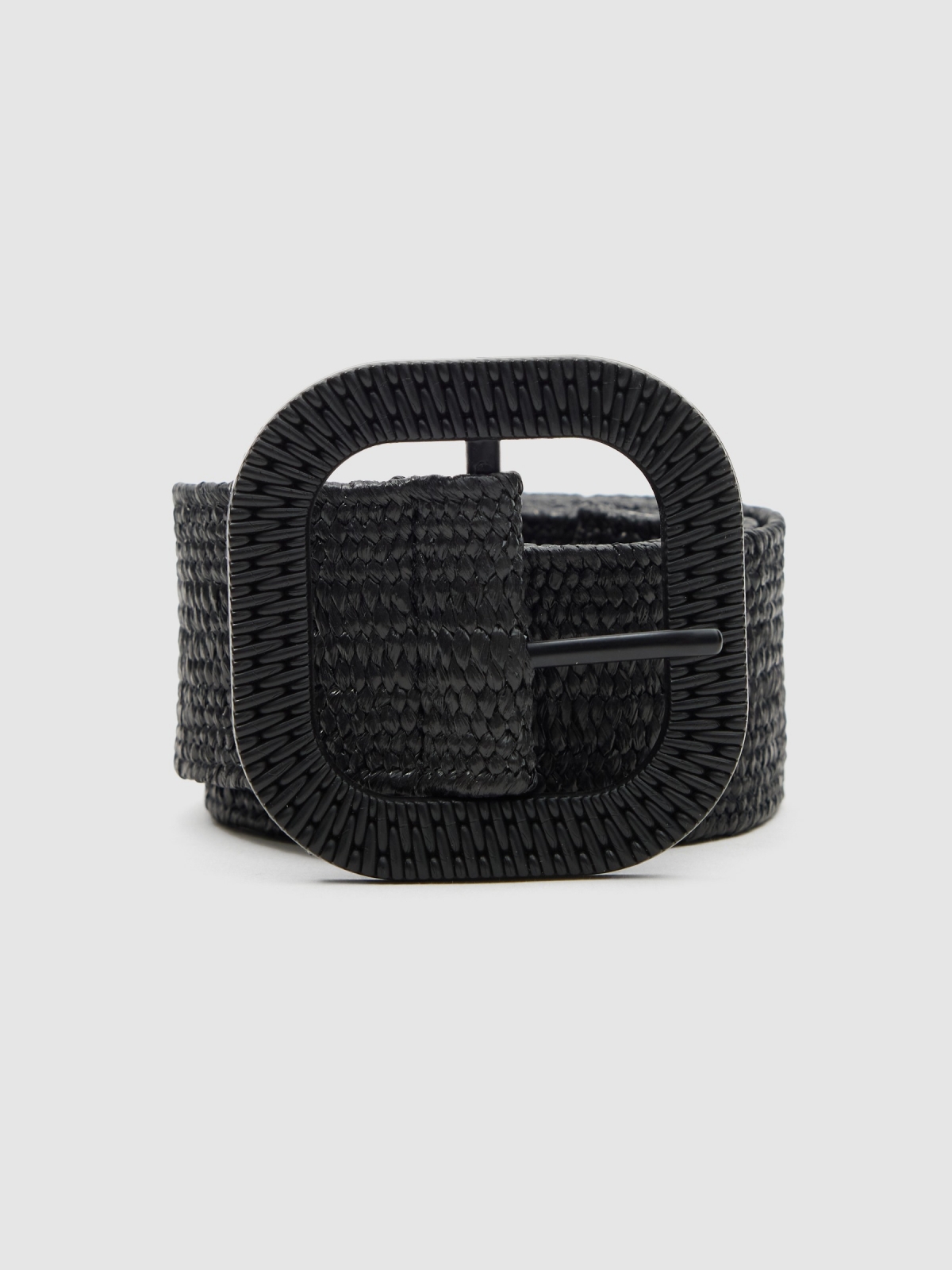 Black raffia belt black