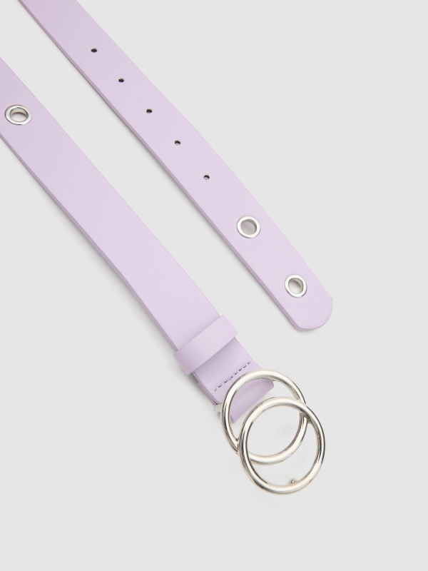 Double buckle belt purple detail view