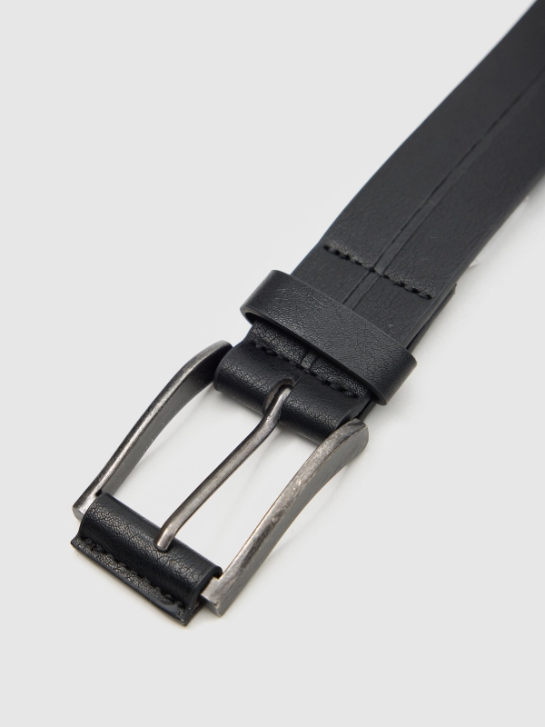 Leatherette dress belt black detail view