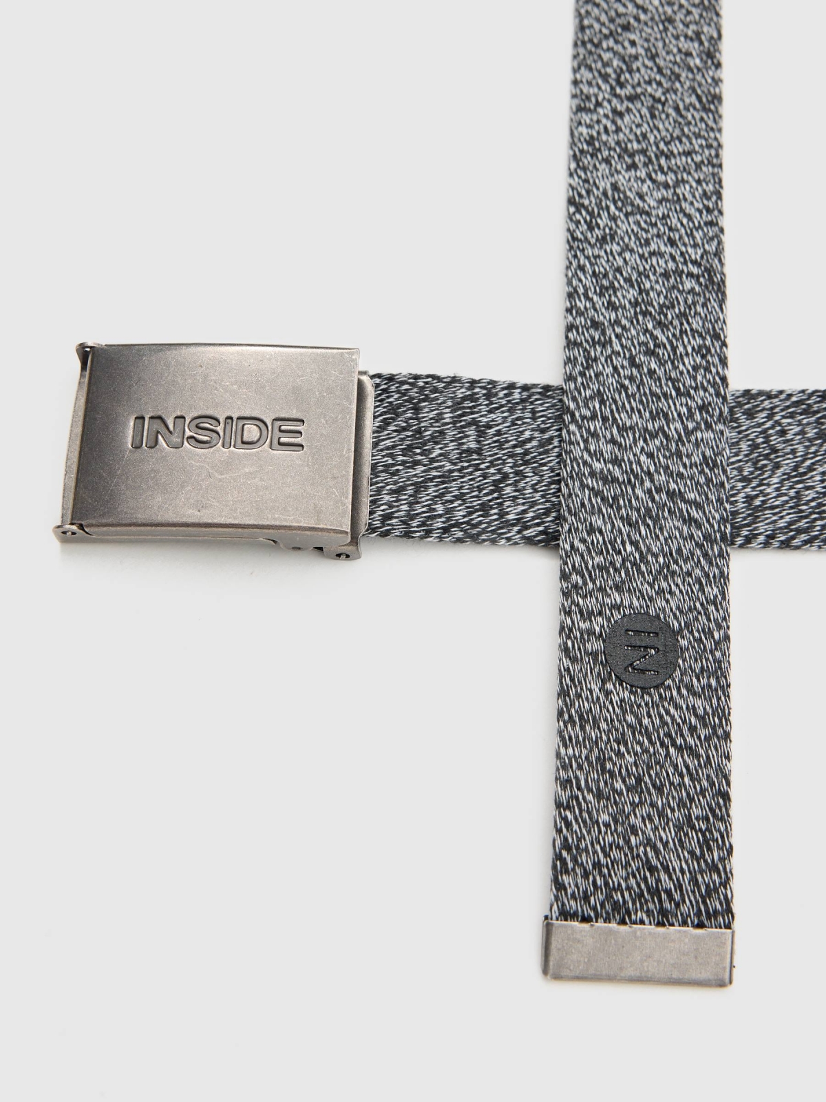 Marbled canvas belt melange grey detail view