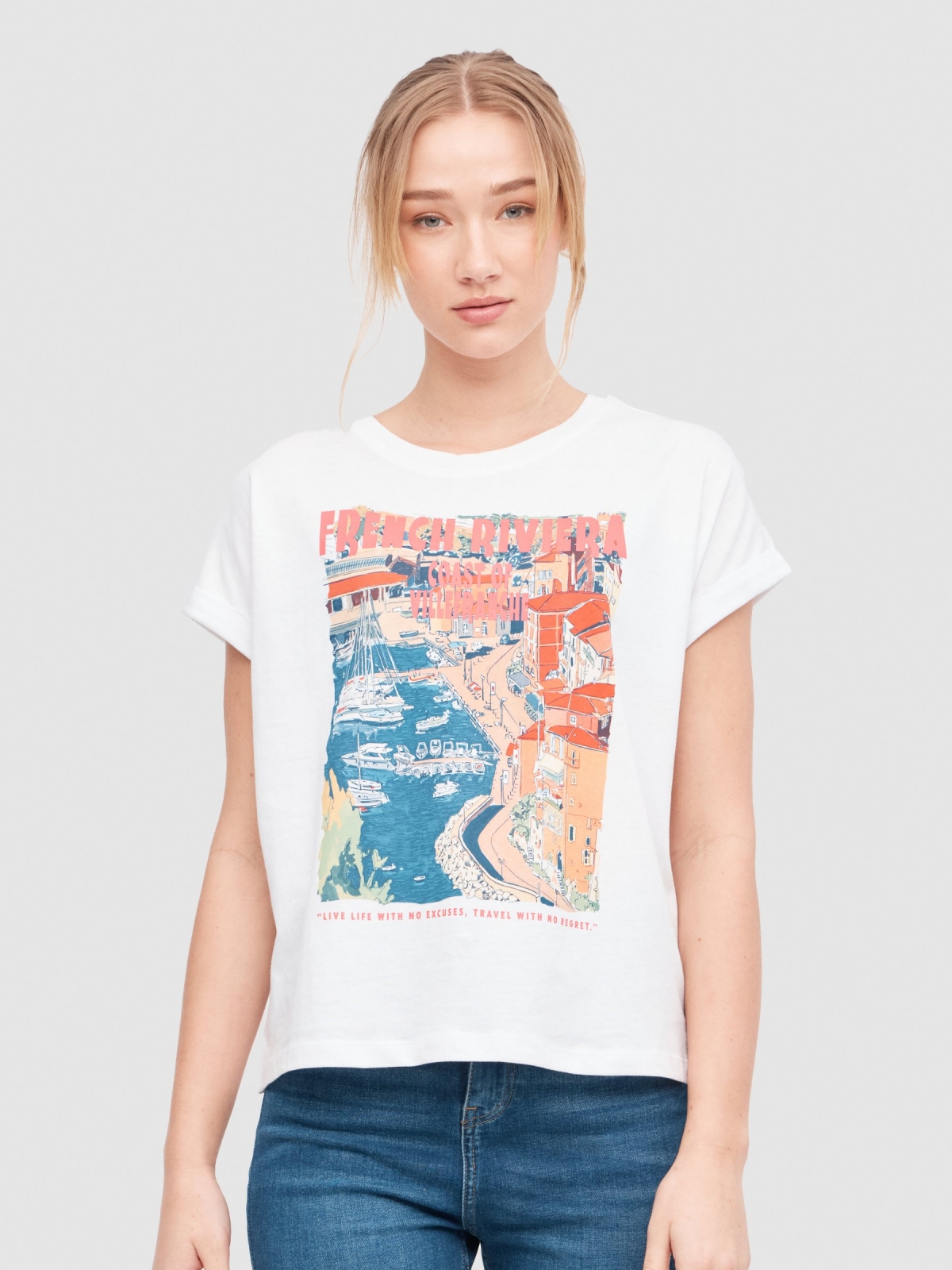 Coast landscape T-shirt white middle front view