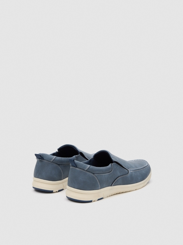 Sports moccasin steel blue 45º back view