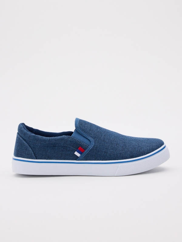 Elastic blue canvas shoes