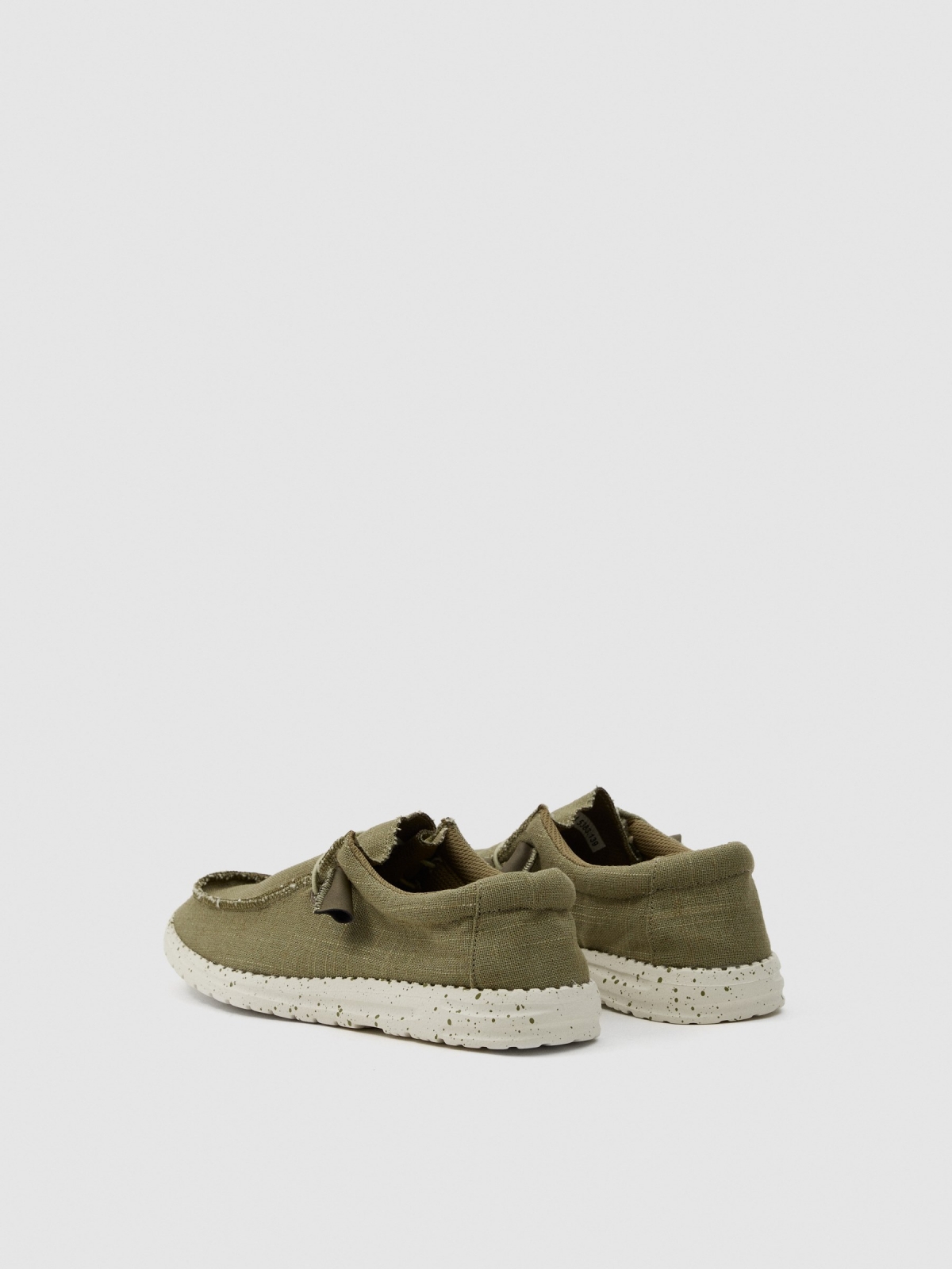 Canvas boat shoes khaki 45º back view