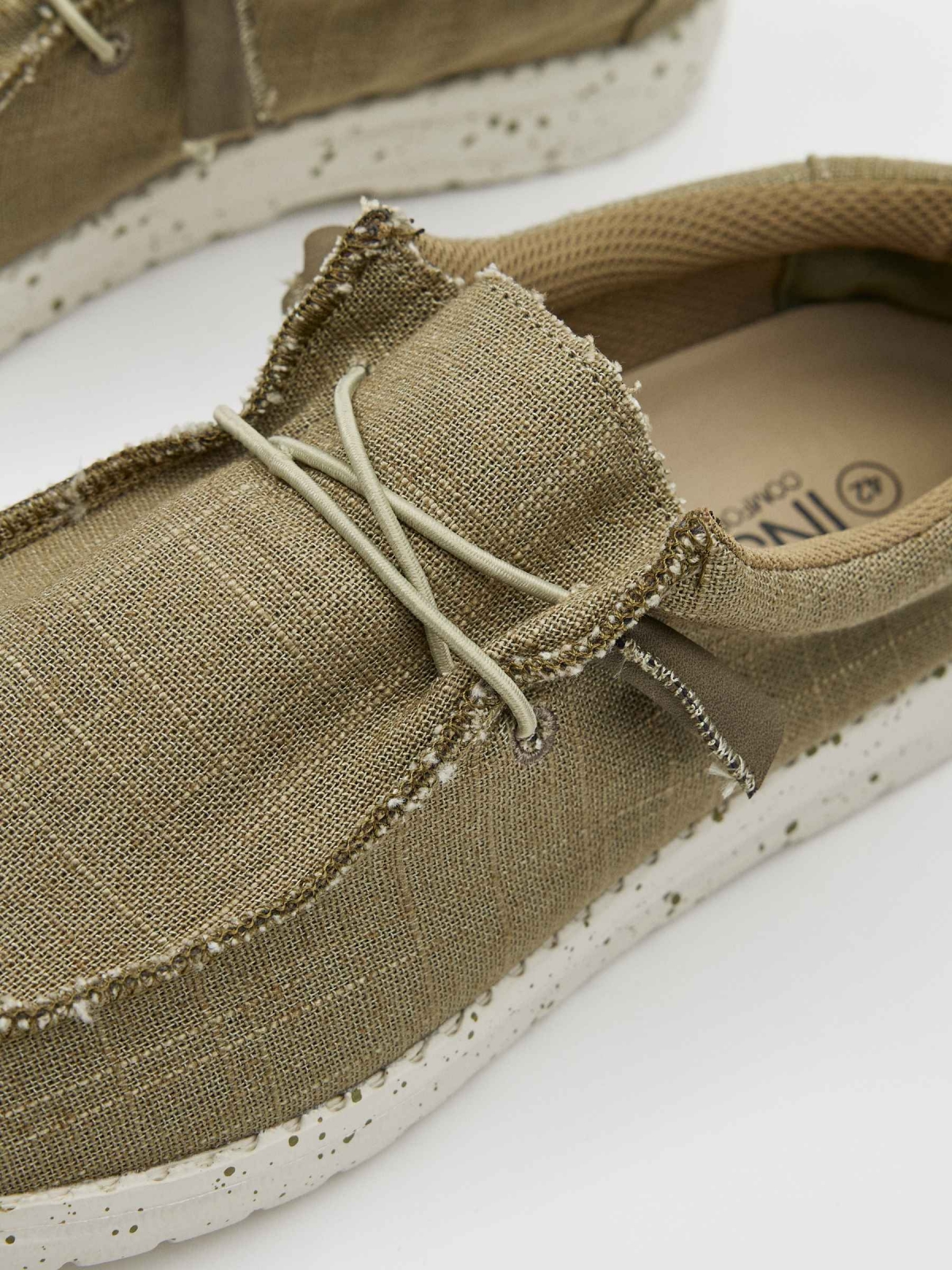 Canvas boat shoes khaki detail view