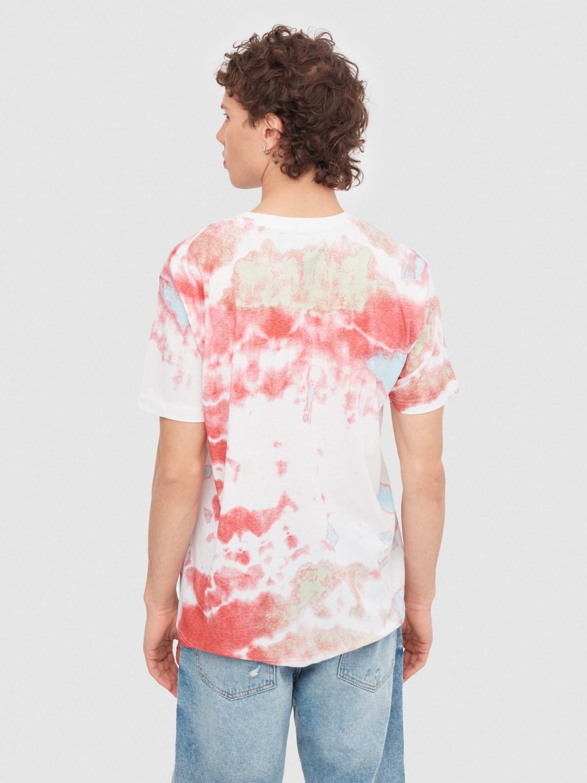 Camiseta tie dye blanco vista media trasera