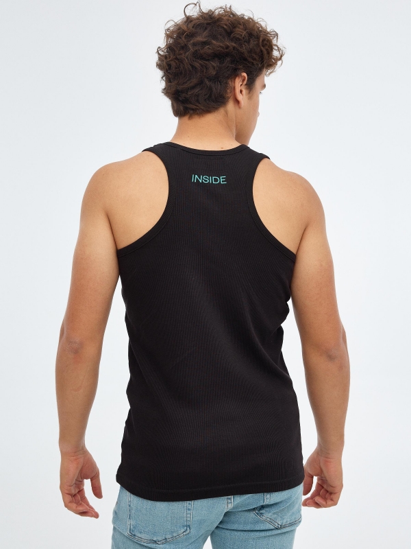 Basic racer back t-shirt black middle back view