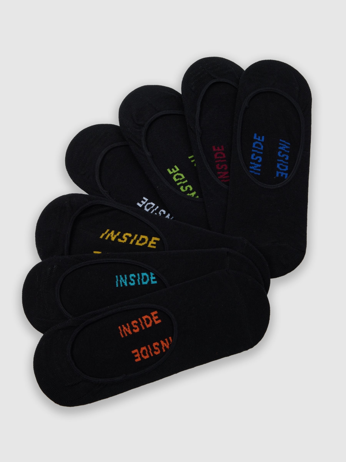 Meias Pinkies pack 7 preto vista meia frontal