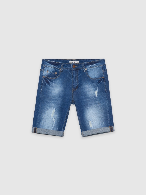  Bermuda denim rasgado azul