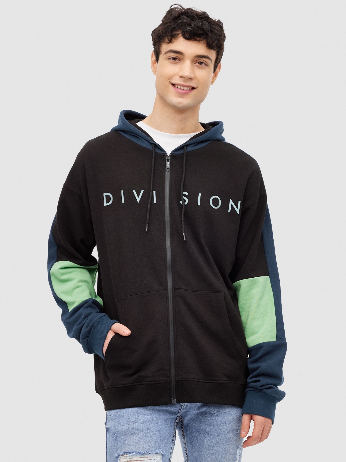 Sudadera con capucha Division negro vista media frontal