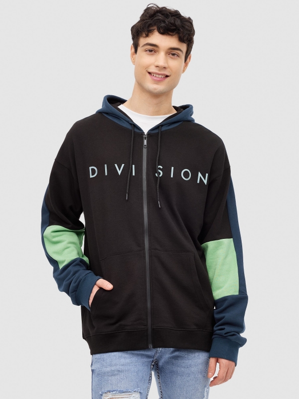 Sweatshirt com capuz Division preto vista meia frontal