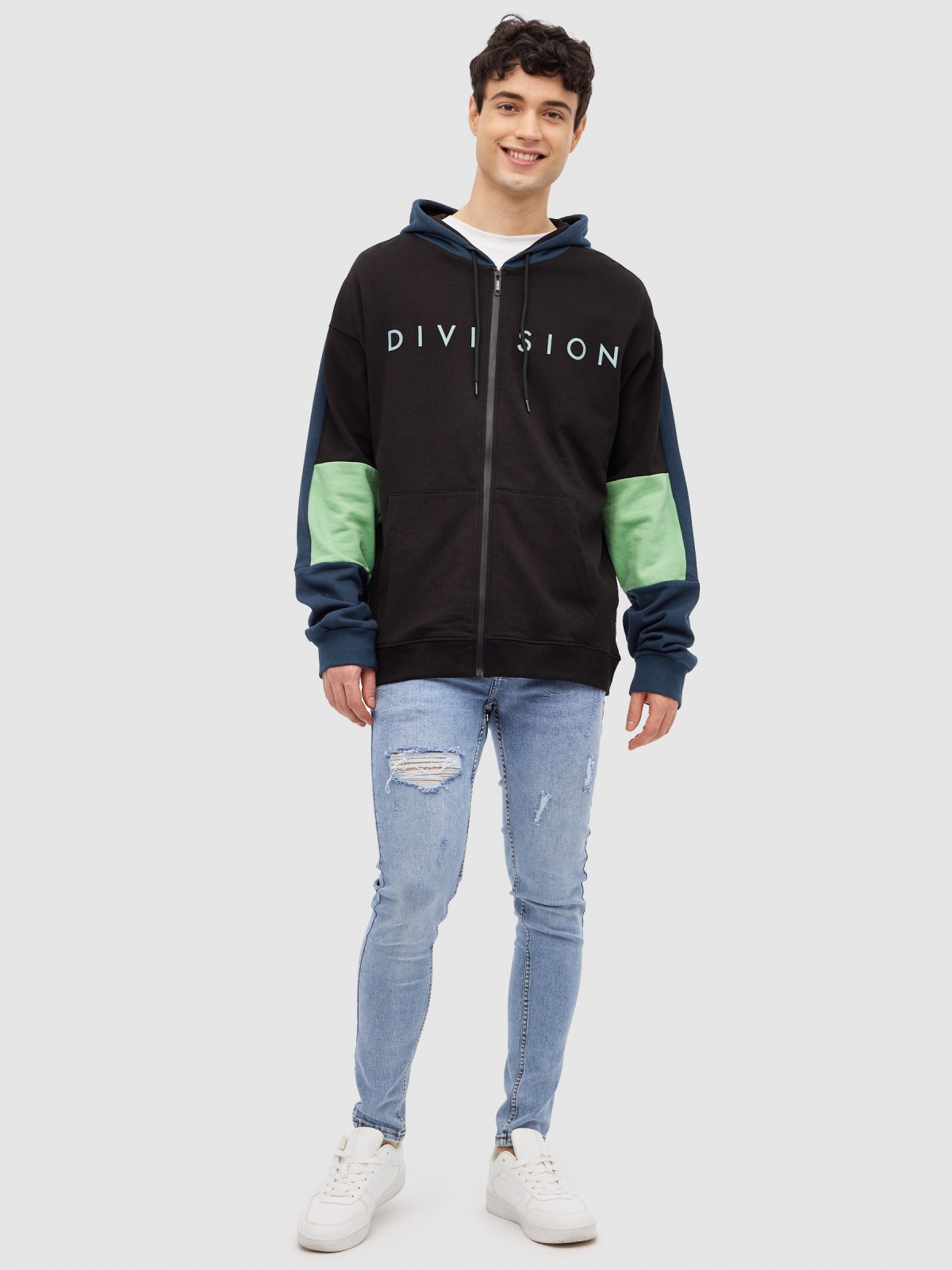 Sweatshirt com capuz Division preto vista geral frontal