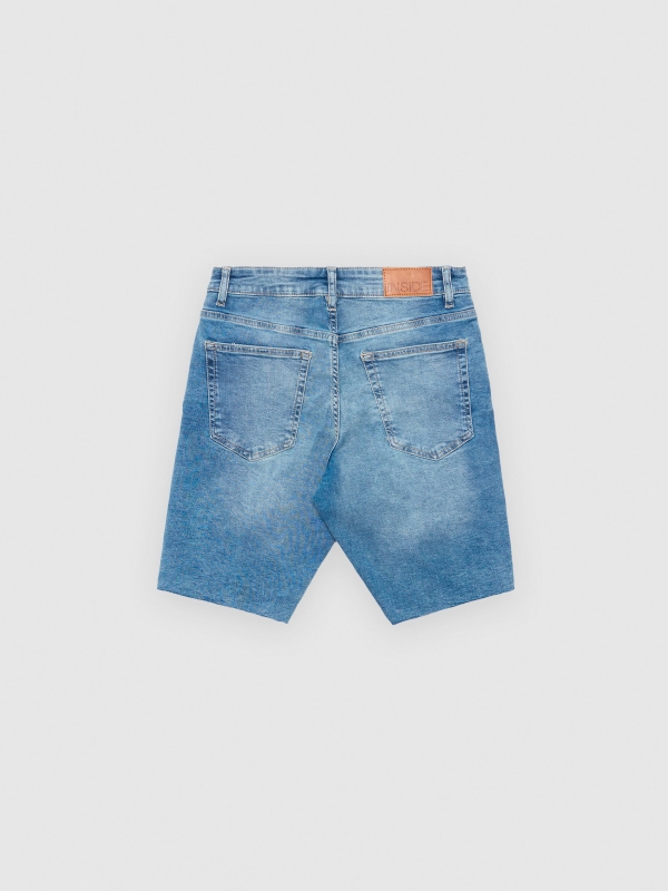 Calções de ganga rasgada Skinny Bermuda azul vista detalhe