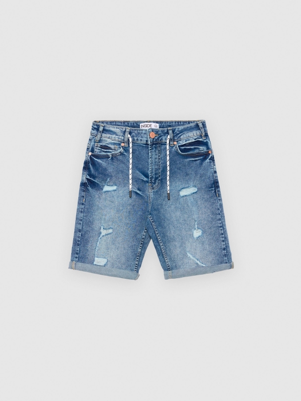  Bermuda Skinny Denim Bermuda shorts worn out blue