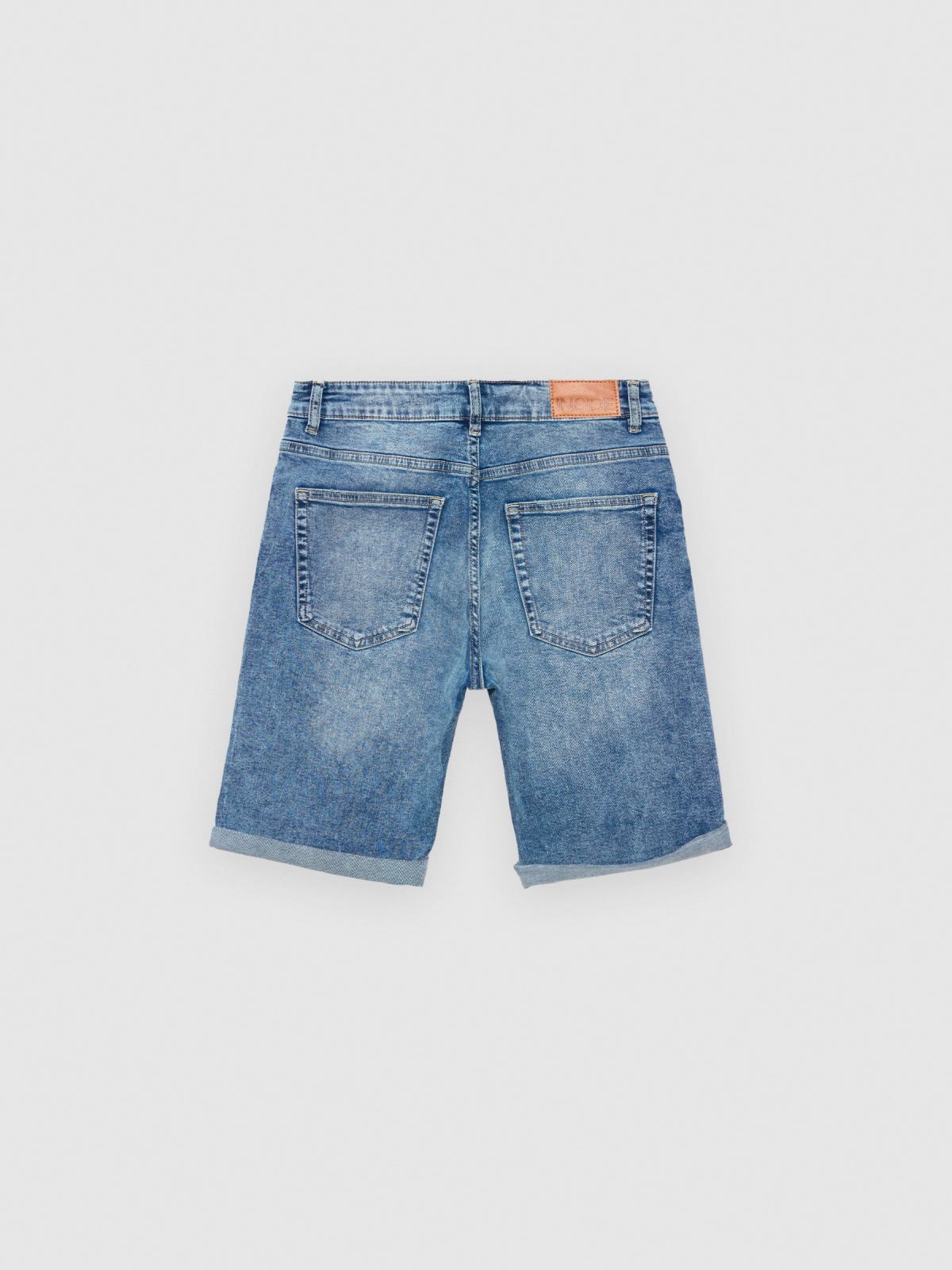 Bermuda Skinny Denim Bermuda shorts worn out blue detail view