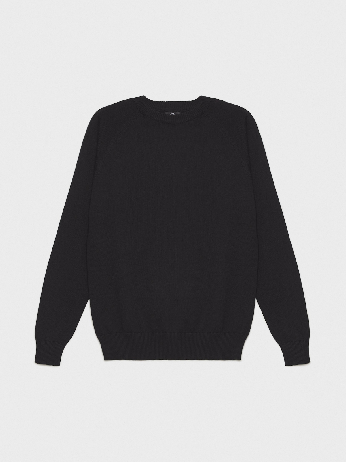 Plain sweater round neck black detail view