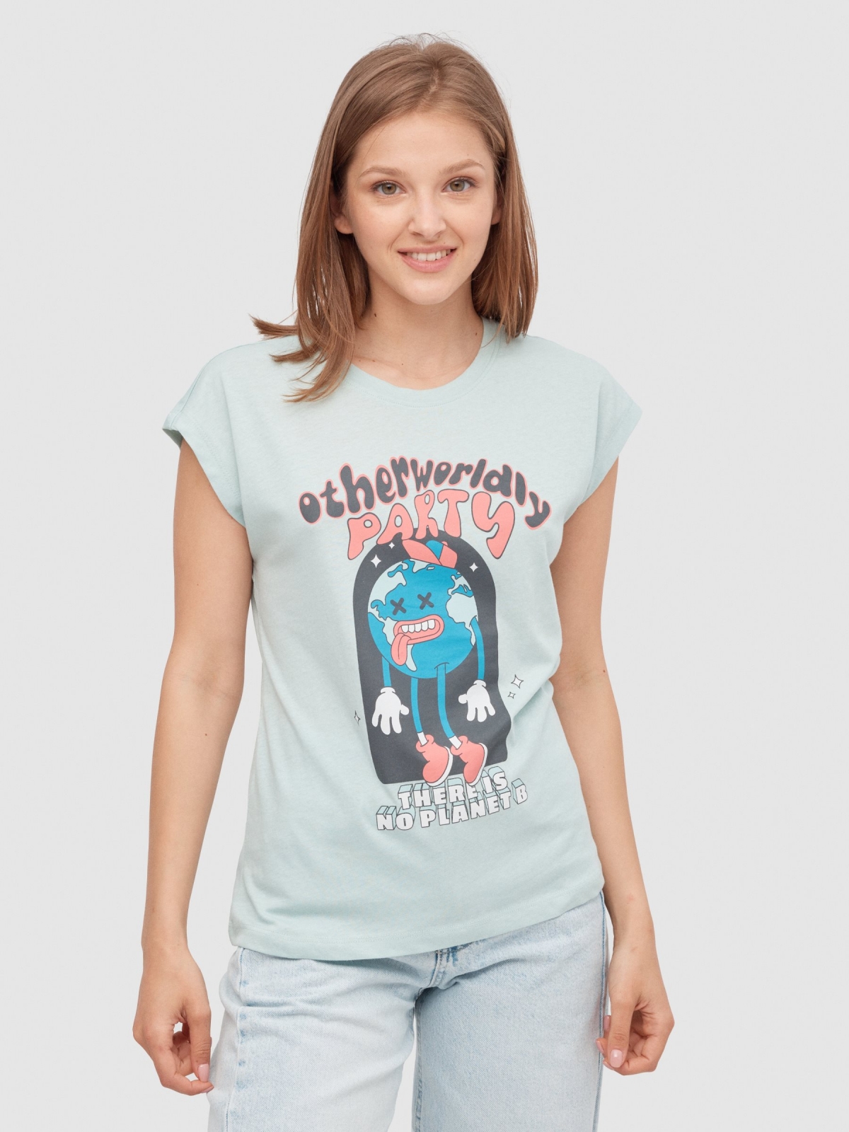 Camiseta Otherwordly Party aguamarina vista media frontal