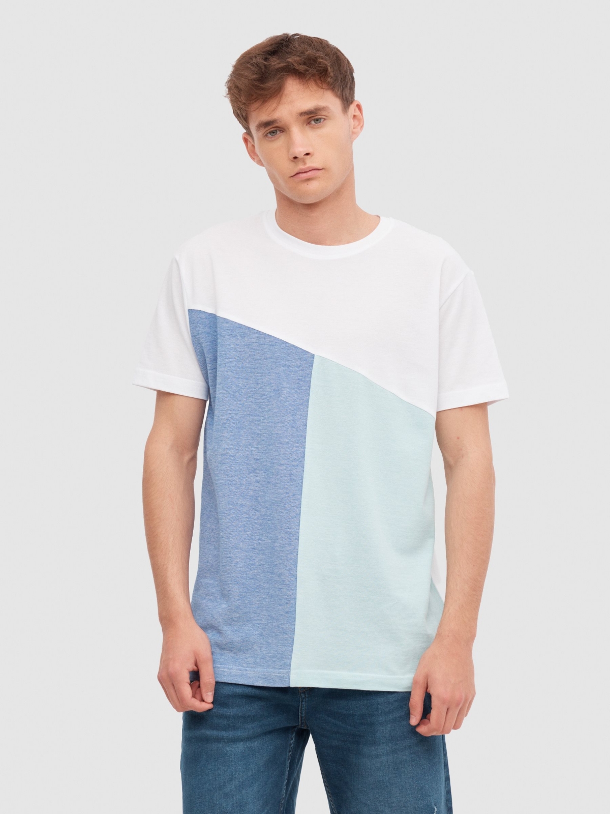 Asymmetric colour block t-shirt