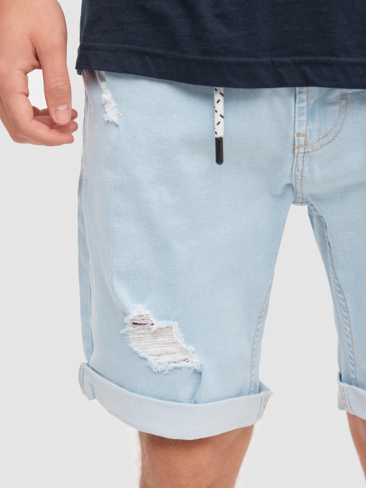 Bermudas denim skinny azul azul vista detalle