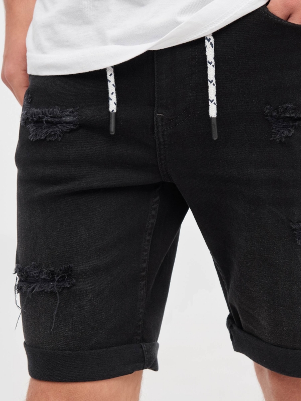 Denim Bermuda shorts black detail view