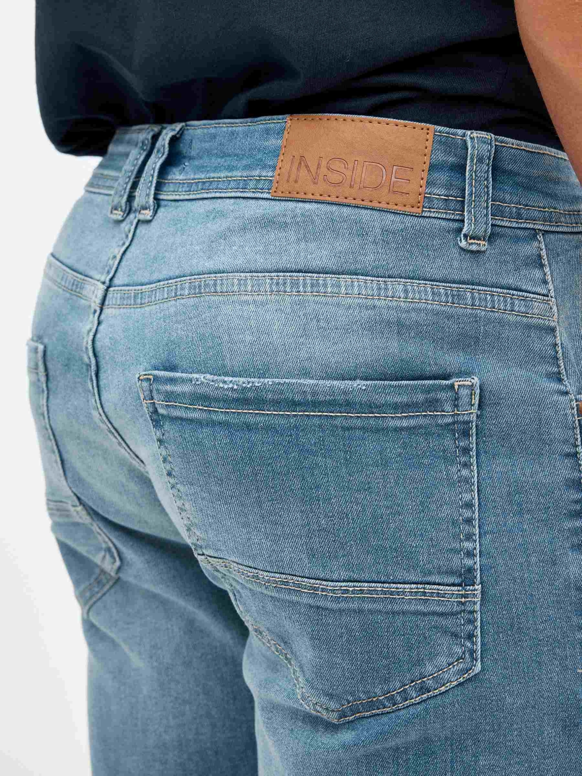 Slim bermuda shorts washed denim blue detail view