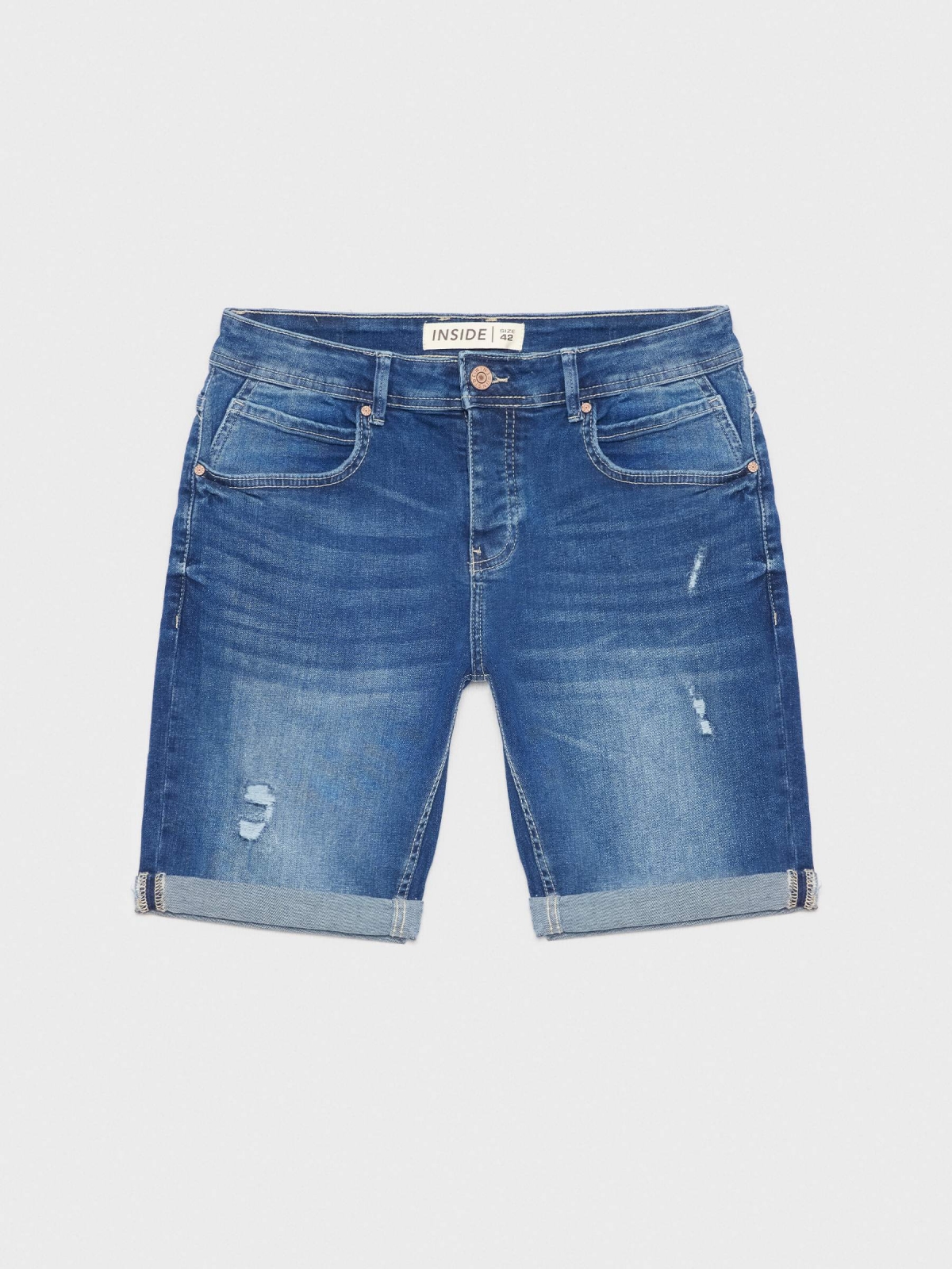  Bermuda denim desgastado rotos azul