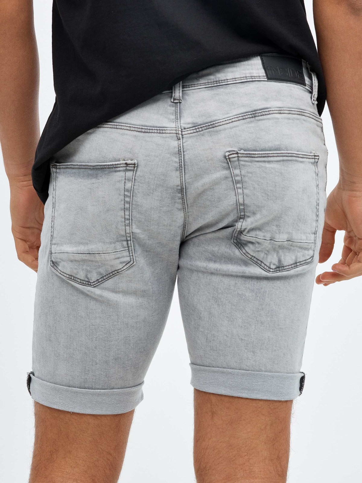 Basic gray denim bermuda light grey detail view