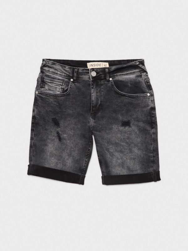  Slim bermuda short ripped wash effect black