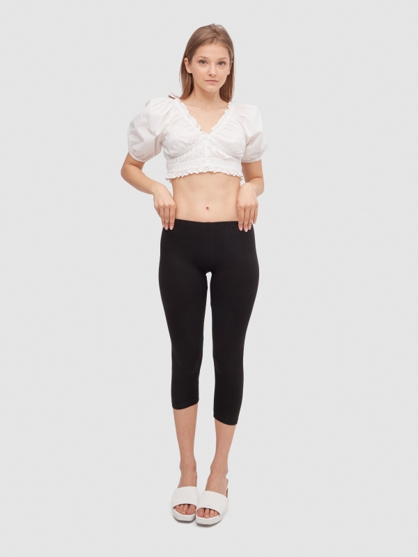 Basic short legging black front view