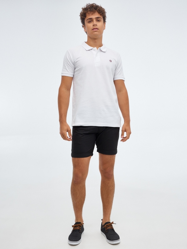 Poplin shorts black front view