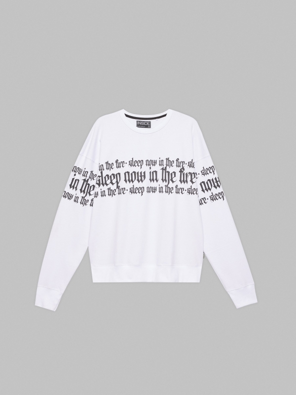  Sudadera sin capucha con texto blanco