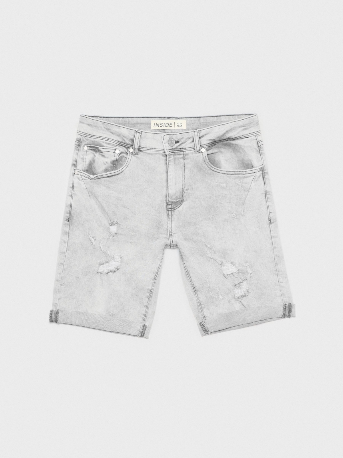  Bermudas denim cinza lavado cinza claro