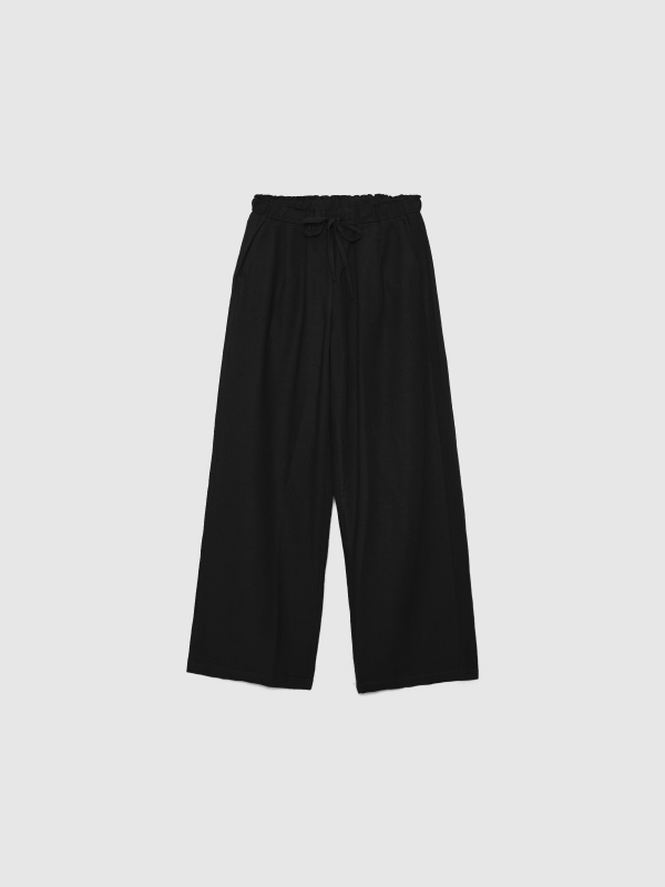  Pantalón wide-leg lino negro