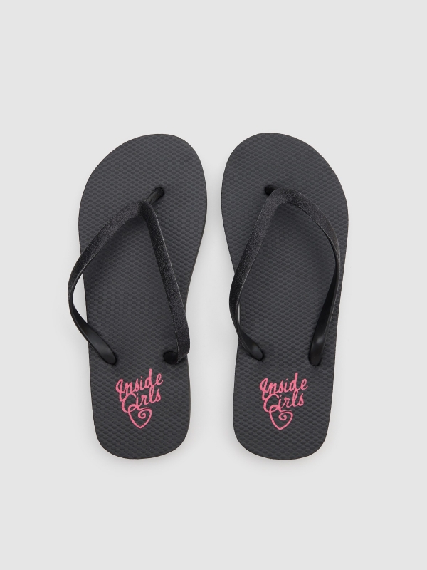 Black glitter flip flop black