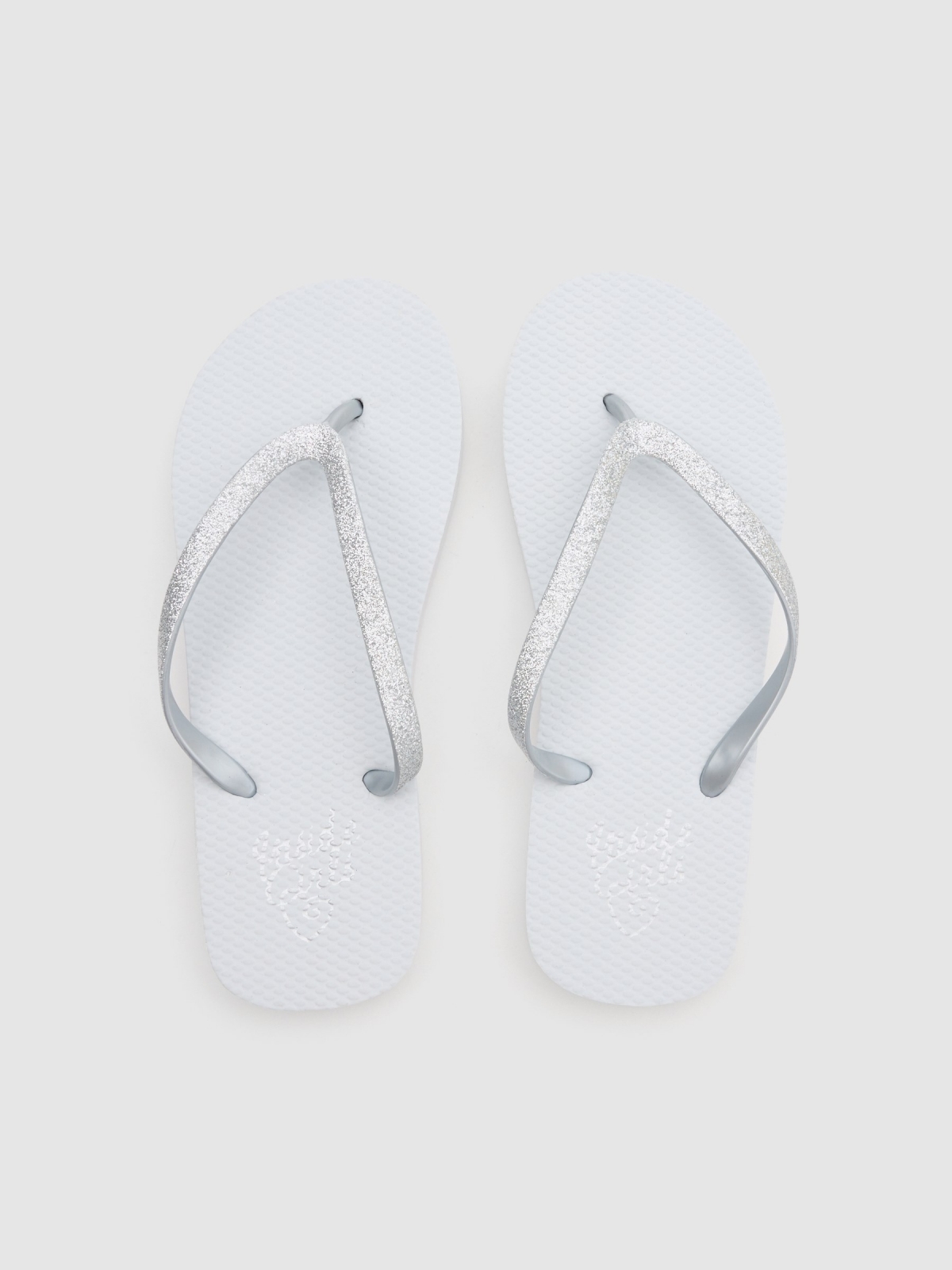 Chinelo de dedo branca com glitter branco