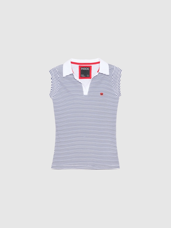  Polo shirt with sailor stripes print white