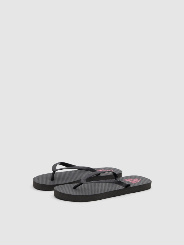 Black glitter flip flop black 45º front view