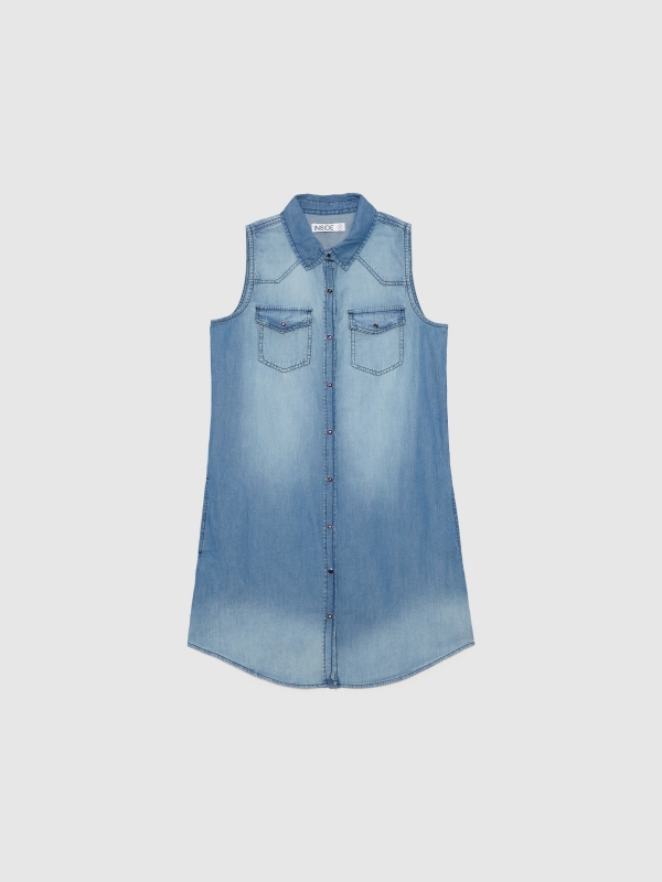  Vestido camisero denim azul