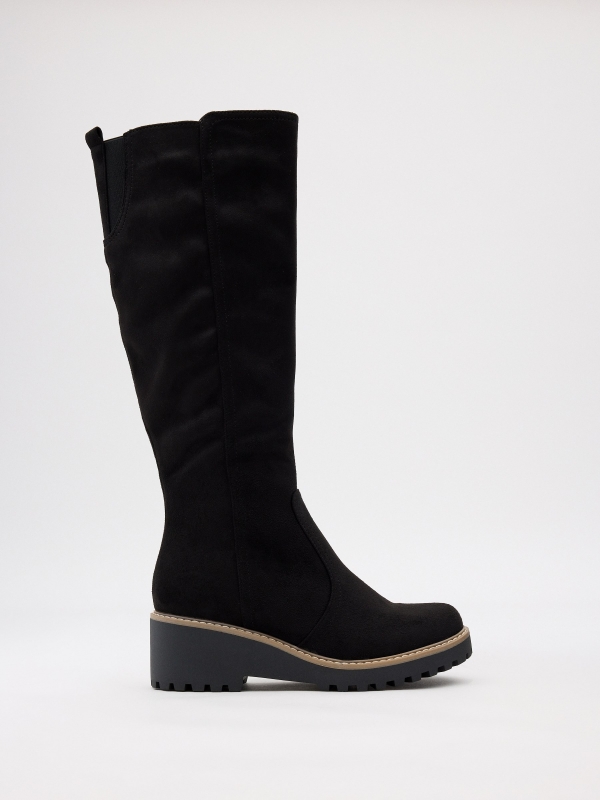 High boot with wedge black