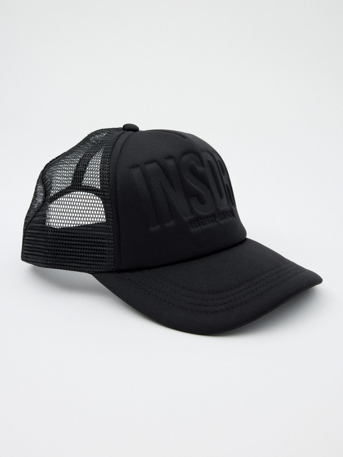 Inside trucker cap black detail view