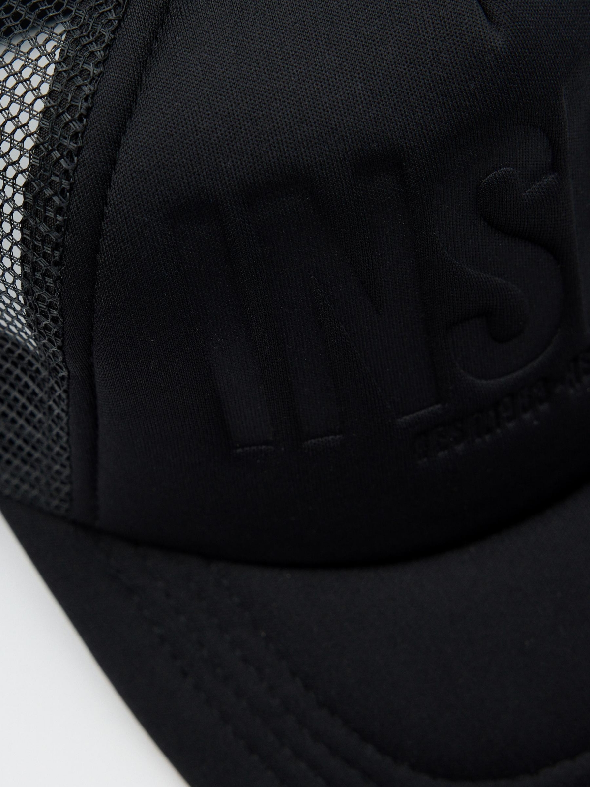 Inside trucker cap black detail view