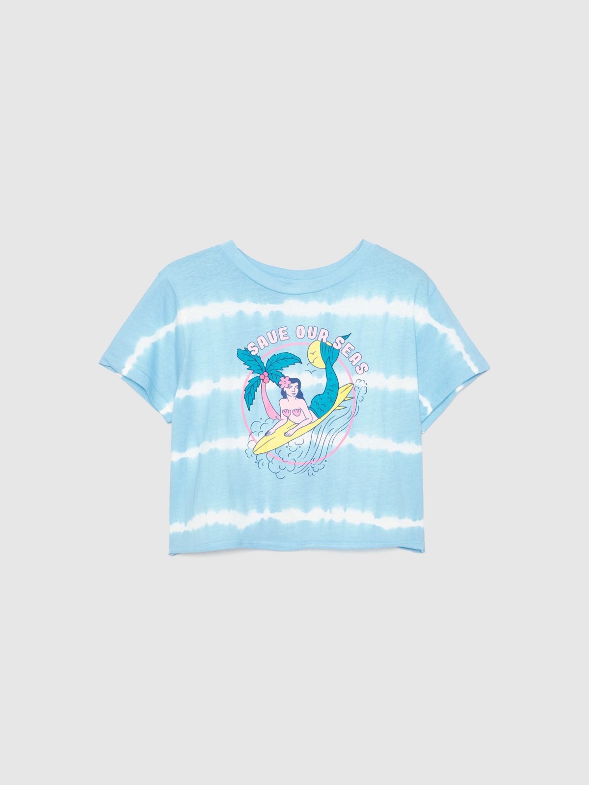  Tie dye surfing mermaid t-shirt blue