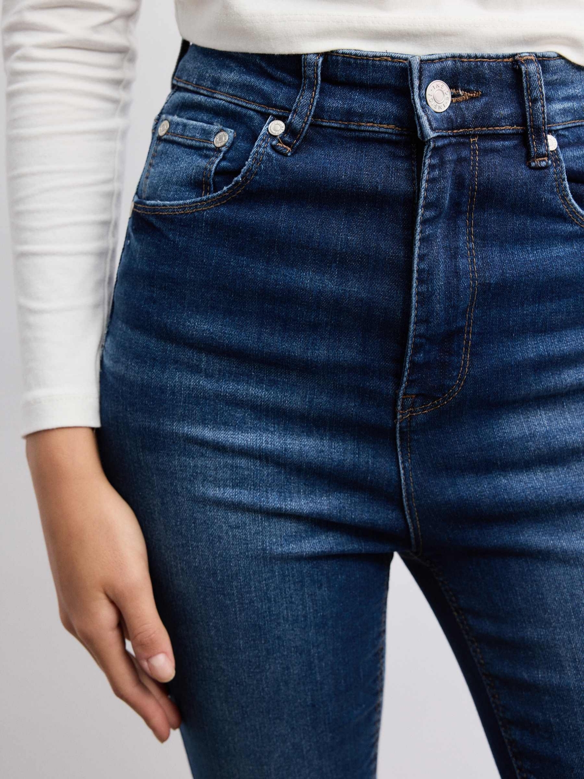  Blue high waisted five pocket skinny jeans blue