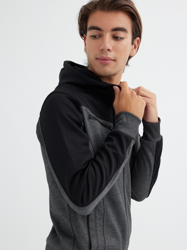  Sudadera abierta con cremallera negro