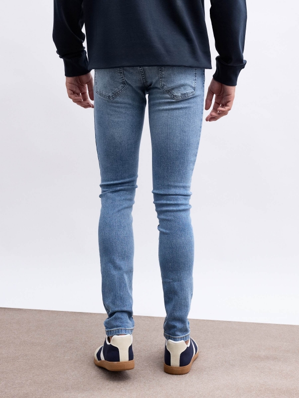 Modern Super Slim Jeans blue middle back view