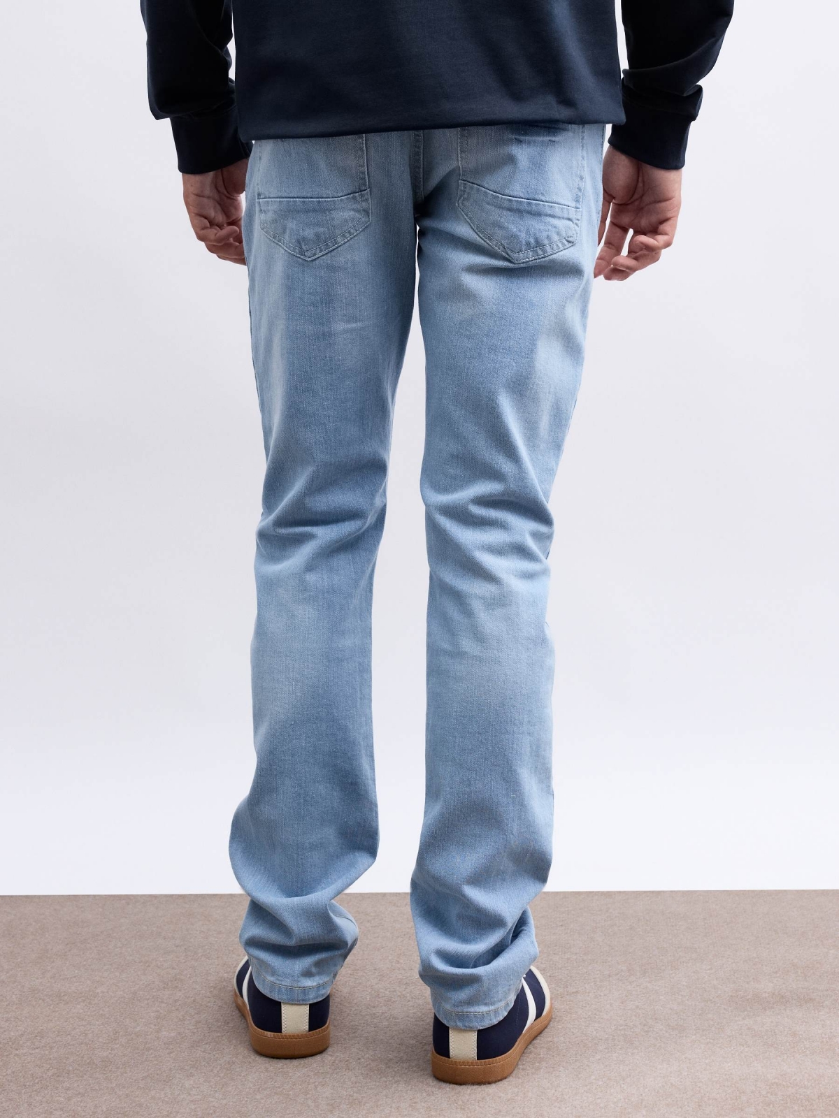 Basic light blue jeans blue middle back view