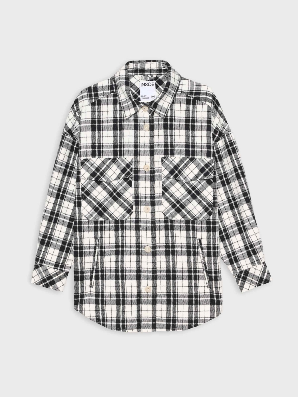 Checked overshirt with pockets black detail view