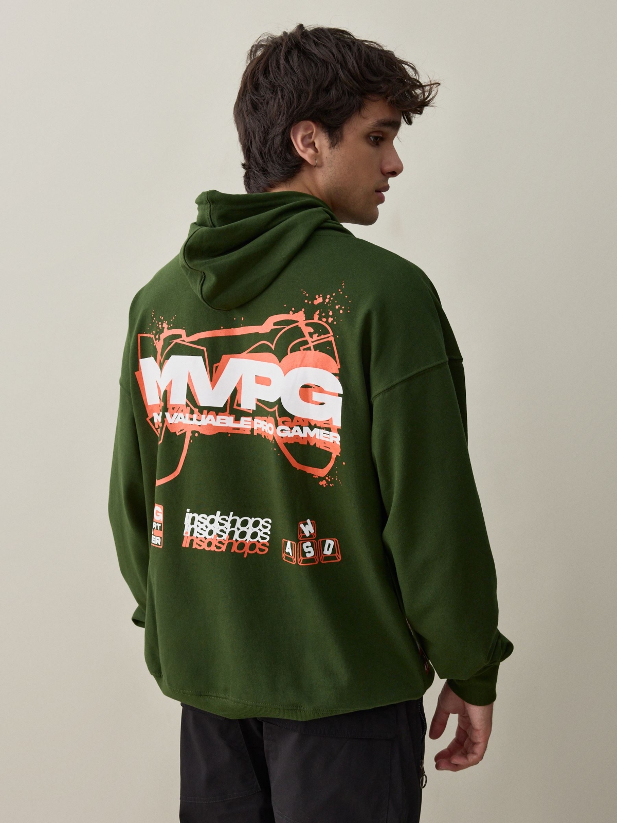 Sudadera MVPG verde oscuro vista media trasera