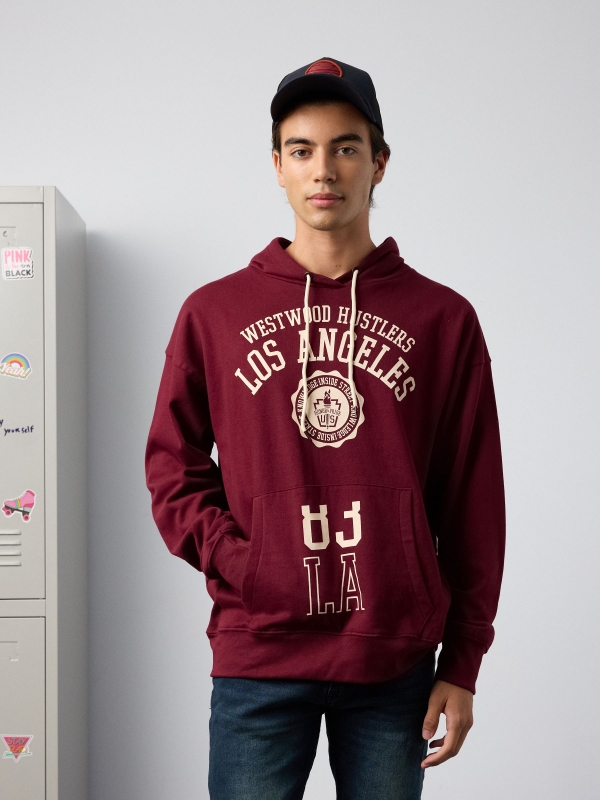 Los Angeles Sweatshirt burgundy middle front view