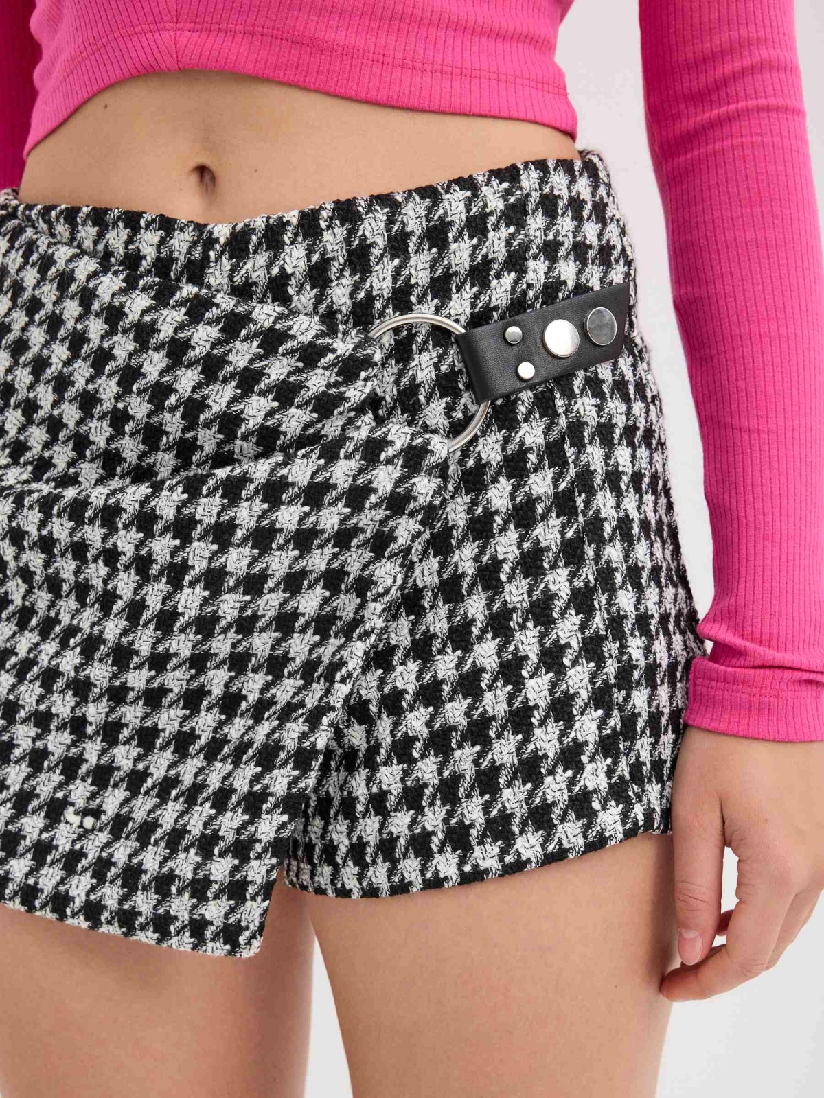  Skort tweed pata de gallo negro